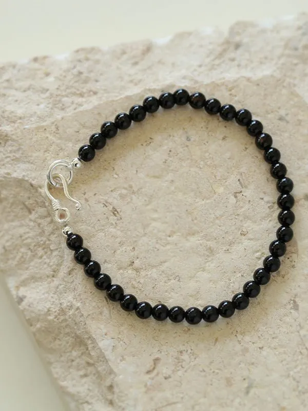 Black Agate Beaded Bracelet