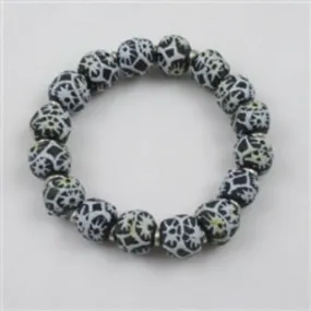 Black & White African Ghana Trade Bead  Bracelet