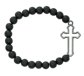 BLACK MATTE CROSS STRETCH BRACELET-BR931C