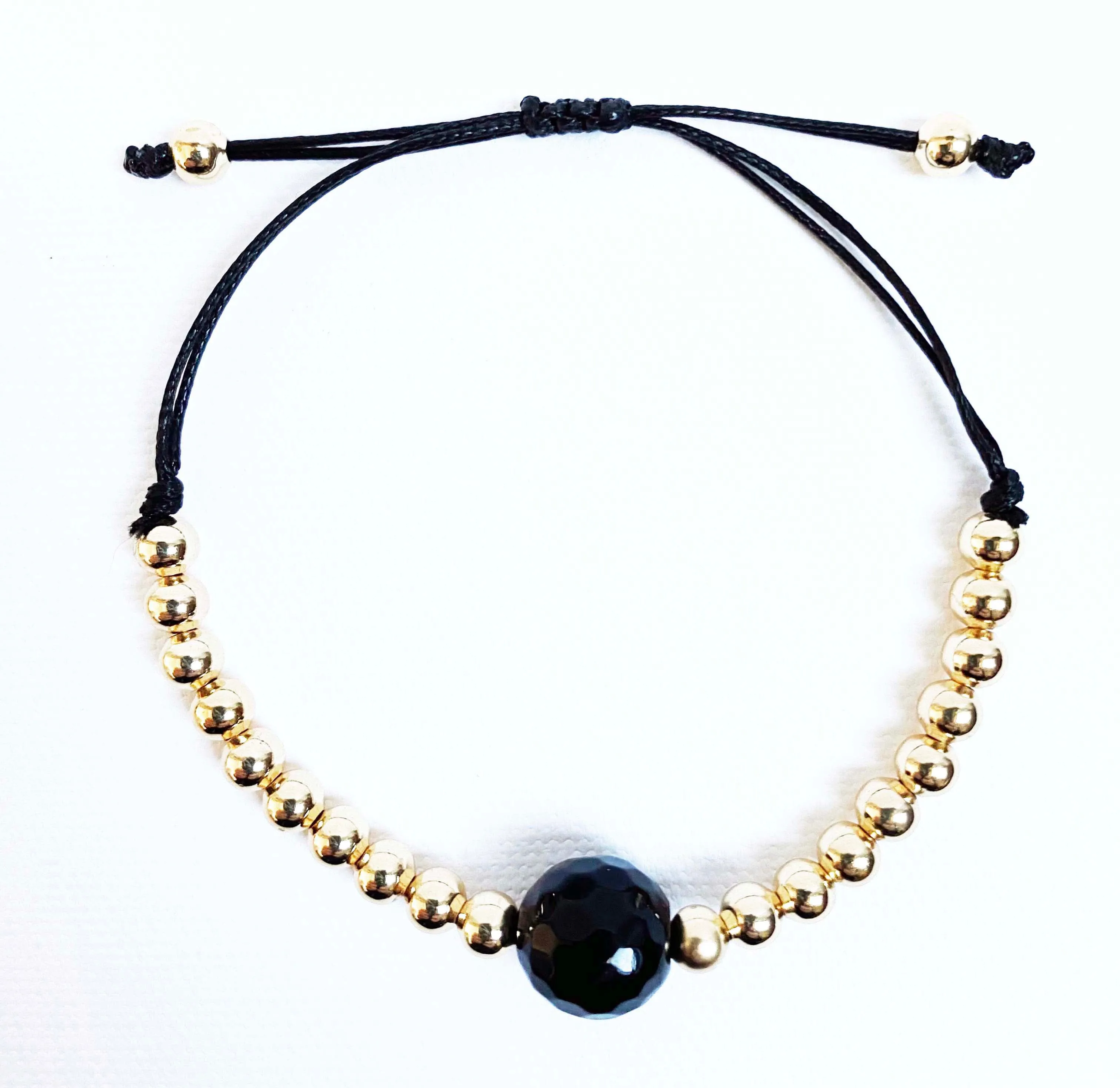 Black Onyx & Gold Bracelet (Set of Two)