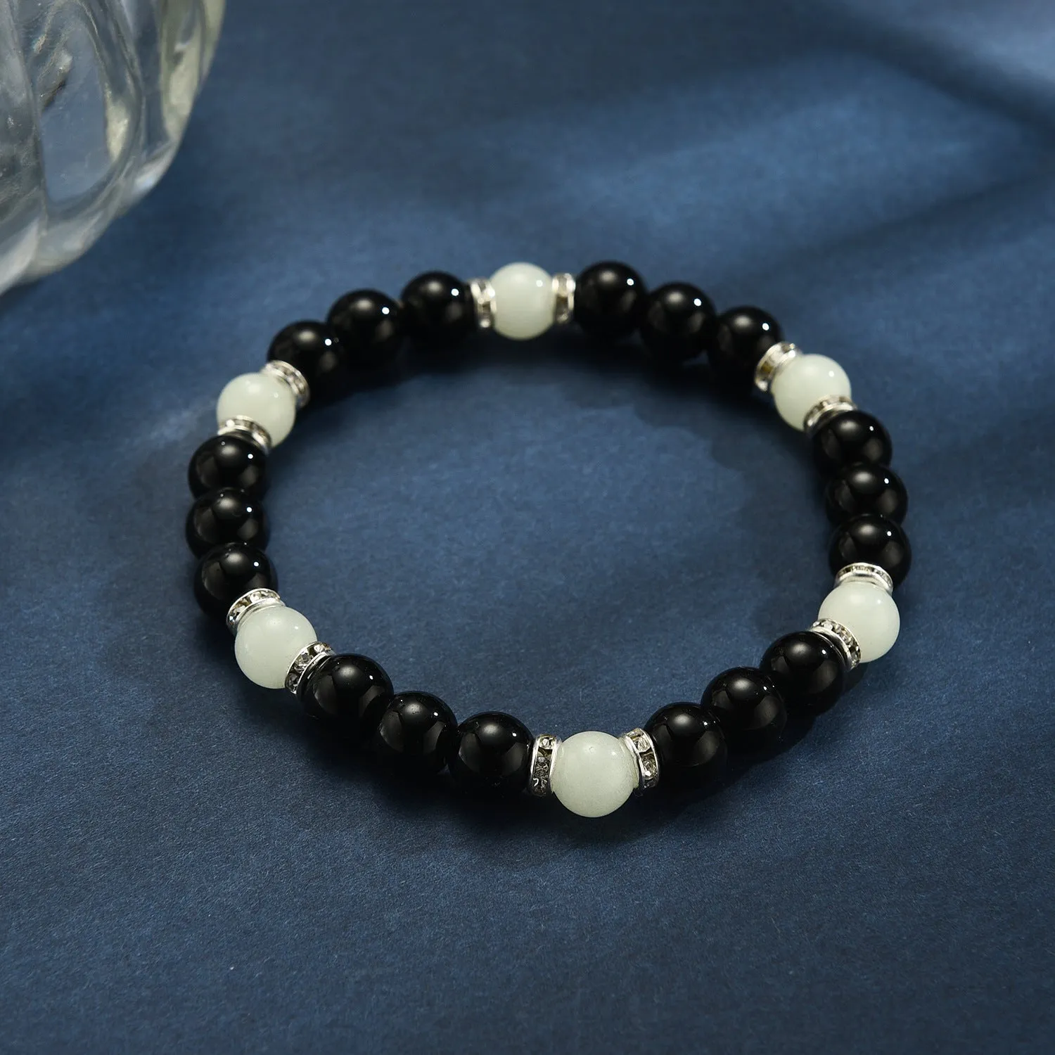 Black Onyx Beaded Bracelet Natural Simple Luminous