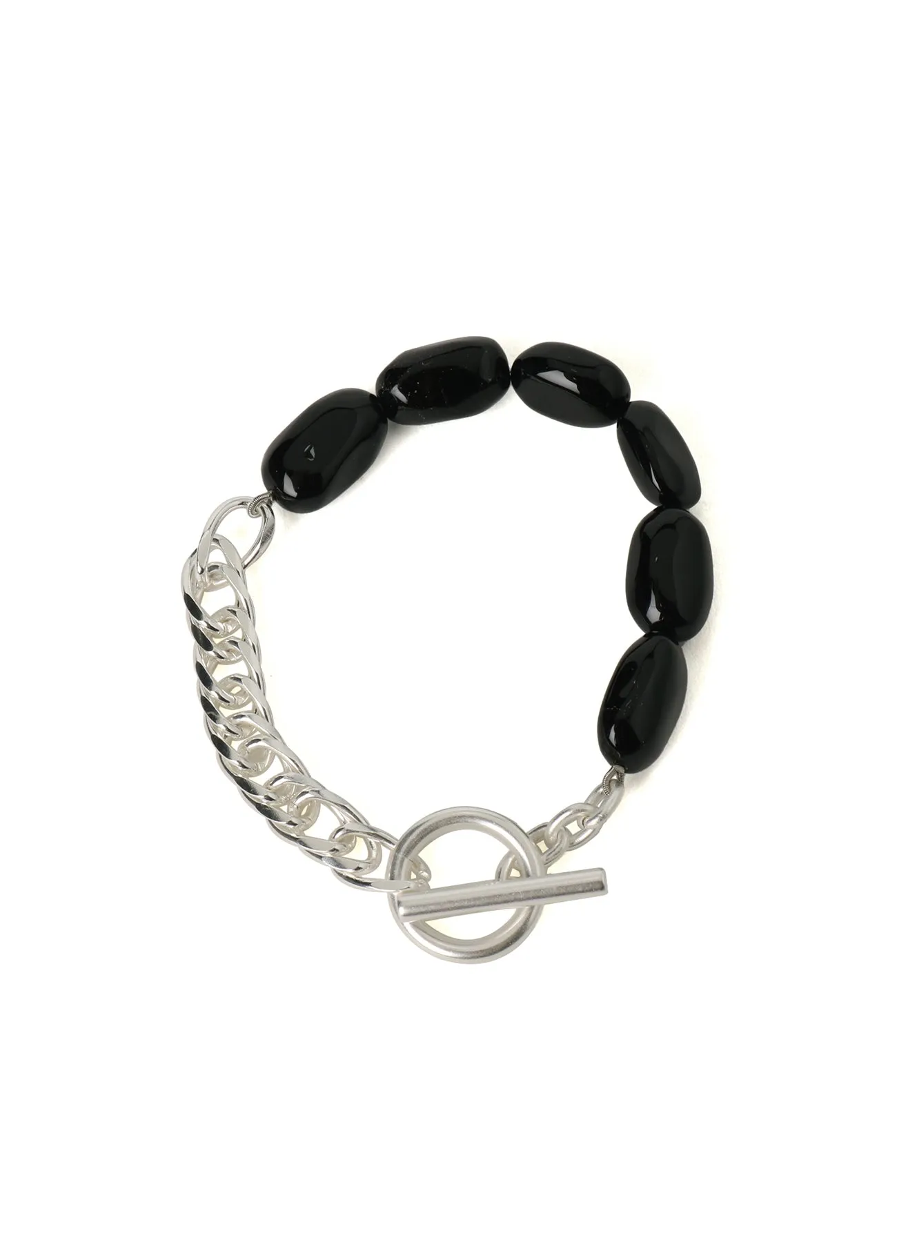 BLACK ONYX   BRASS SCREW-CHAIN BRACELET