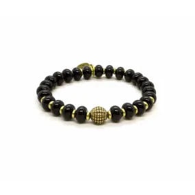 Black Pearl Creations Black Onyx Pearl and Brass Bracelet