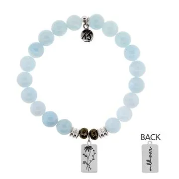 Blue Aquamarine Stone Bracelet with Wild One Sterling Silver Charm