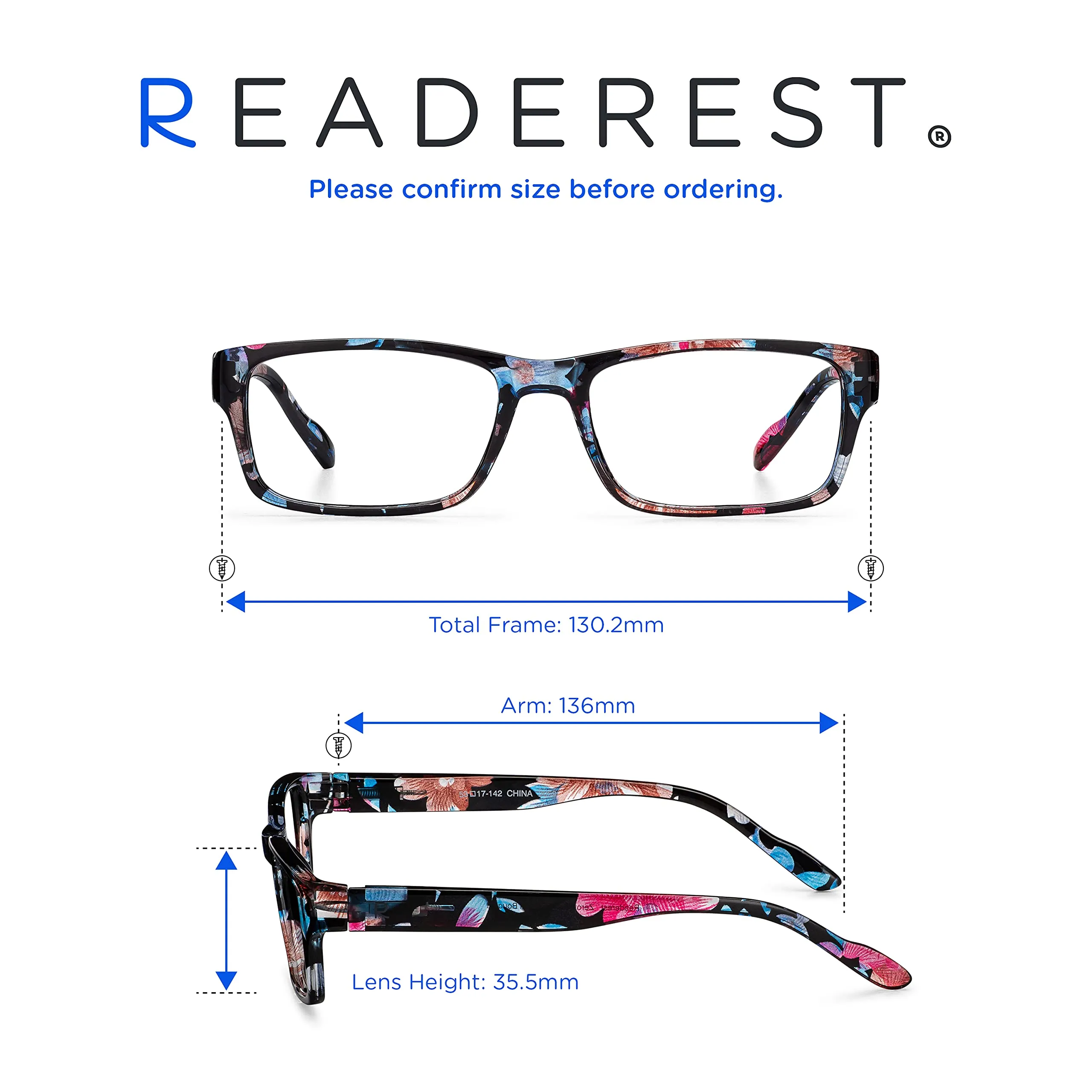 Blue-Light-Blocking-Reading-Glasses-Floral-3-25-Magnification Anti Glare