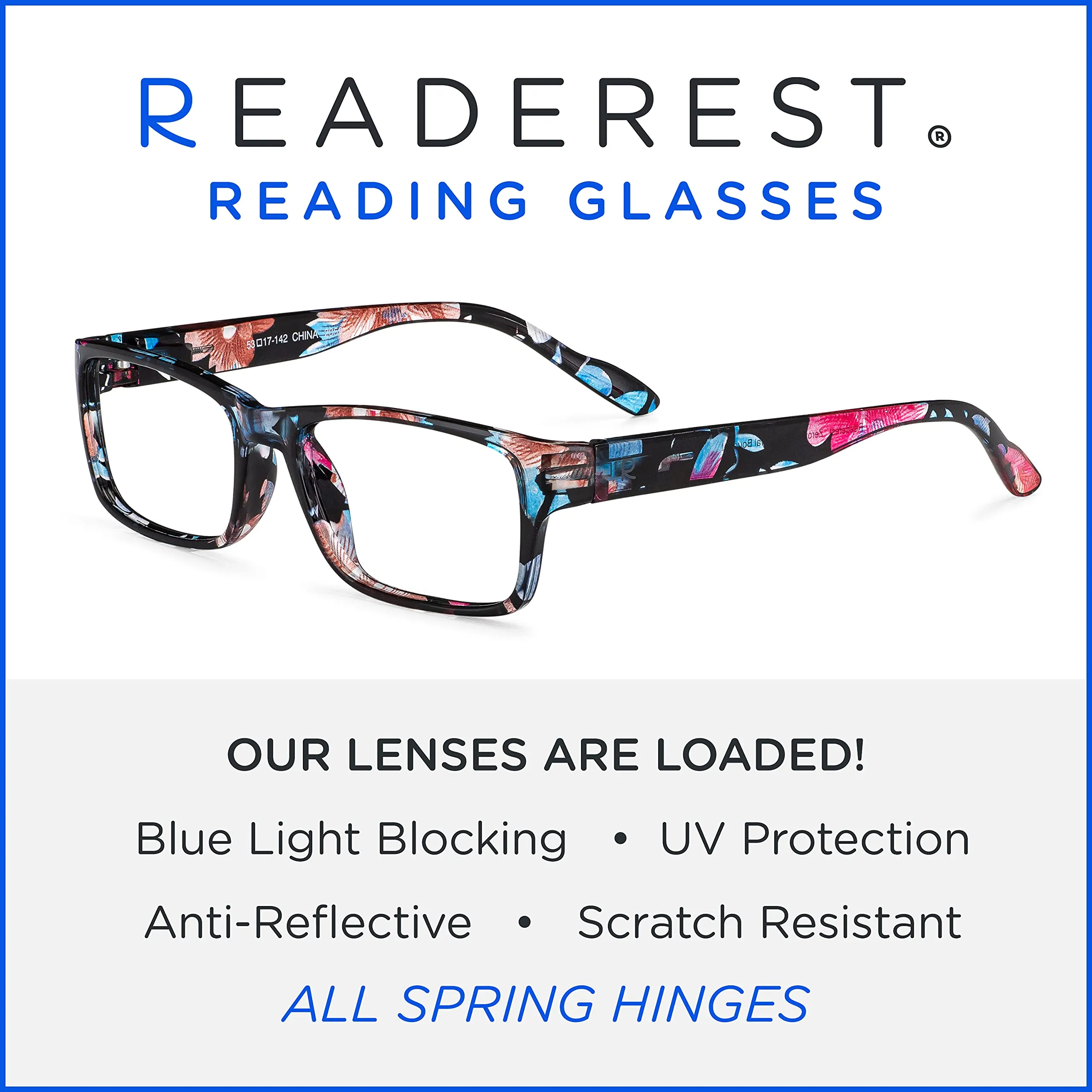 Blue-Light-Blocking-Reading-Glasses-Floral-3-25-Magnification Anti Glare