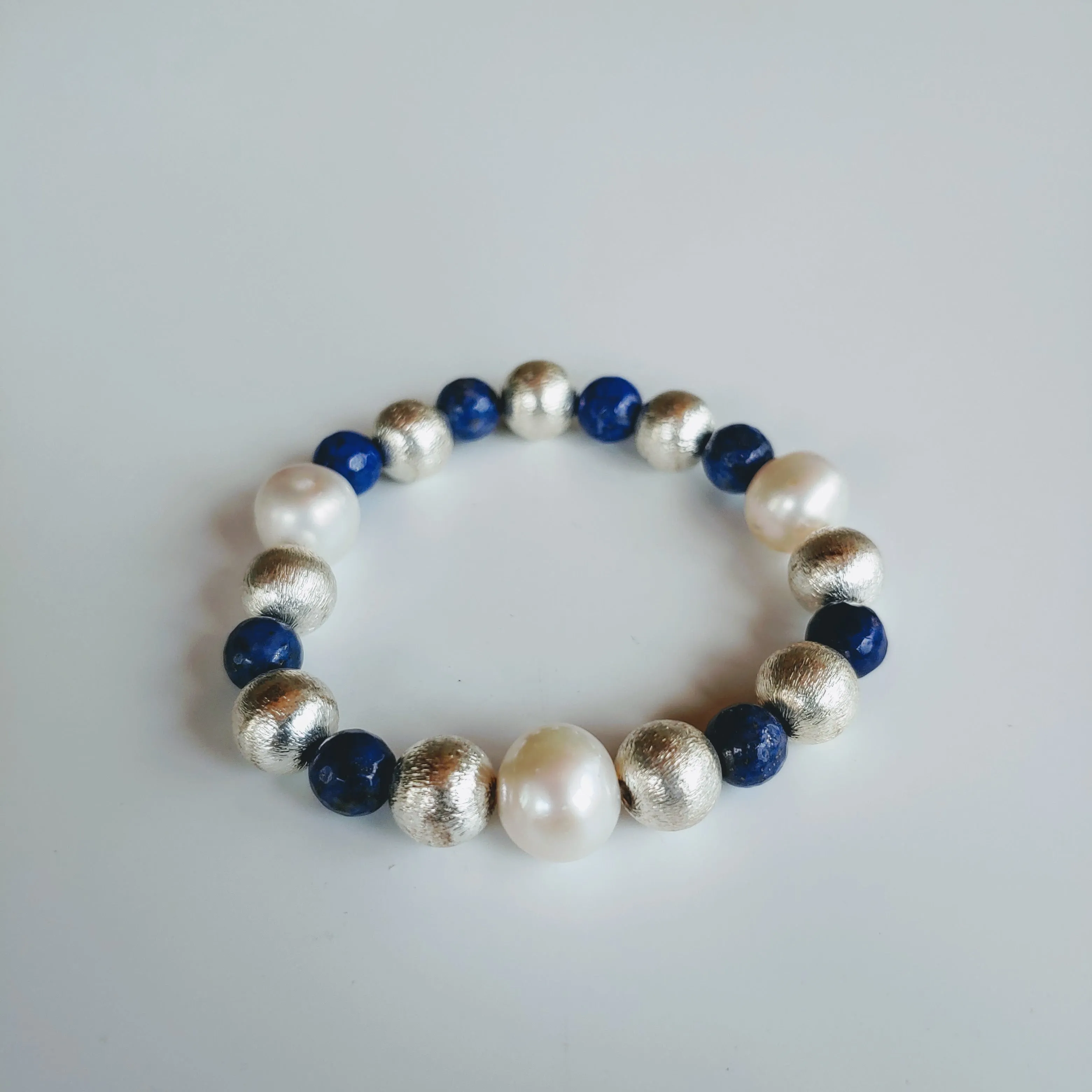 Blue, Silver, White Bracelet Stack Set