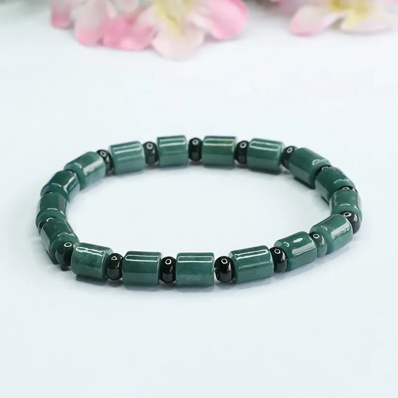 Blue Water Old Jade Sterling Silver Bracelet