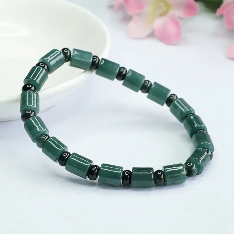 Blue Water Old Jade Sterling Silver Bracelet