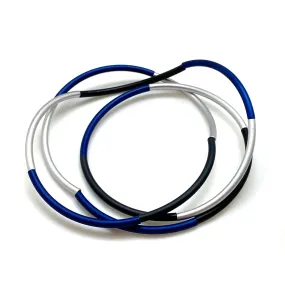 Blue/Silver/Black Layered Stretch Bracelet