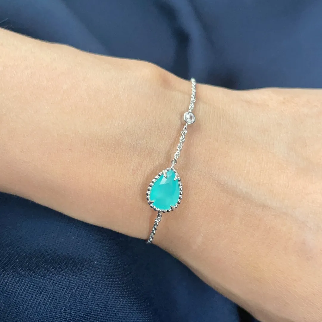 BOHEME AQUAMARINE SILVER CHAIN BRACELET