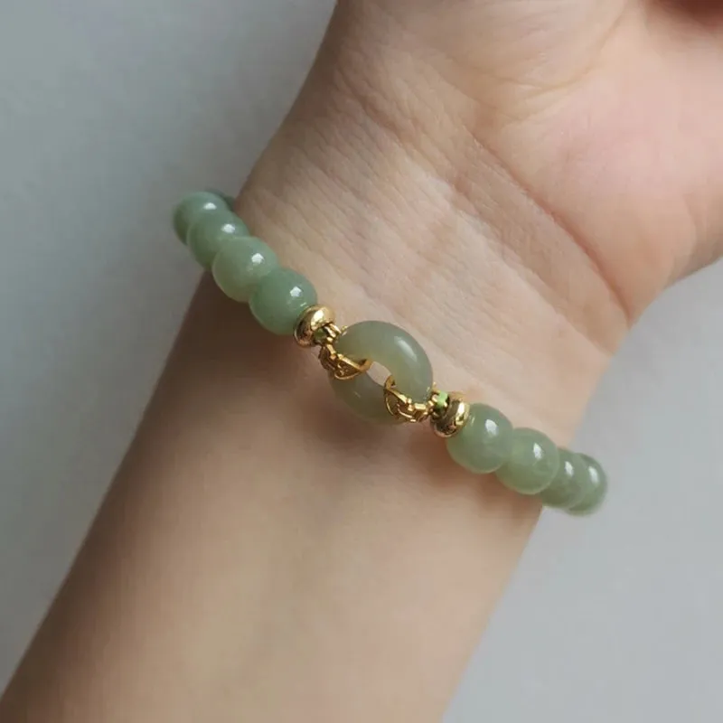 Bohemian Vintage Hetian Jade Beaded Bracelet Retro Fashion