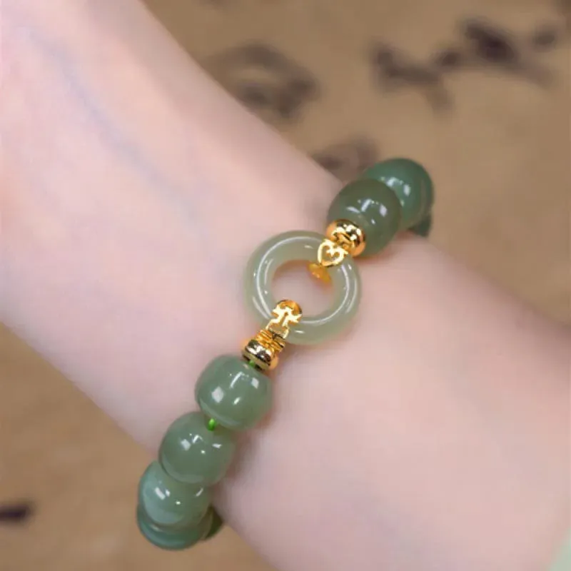 Bohemian Vintage Hetian Jade Beaded Bracelet Retro Fashion