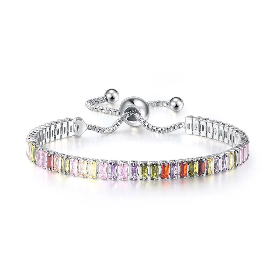 Boho Rainbow Tennis Bracelets For Women Adjustable Women's Bracelet Zircon Jewellry Friend Gift Wholesale Jewery