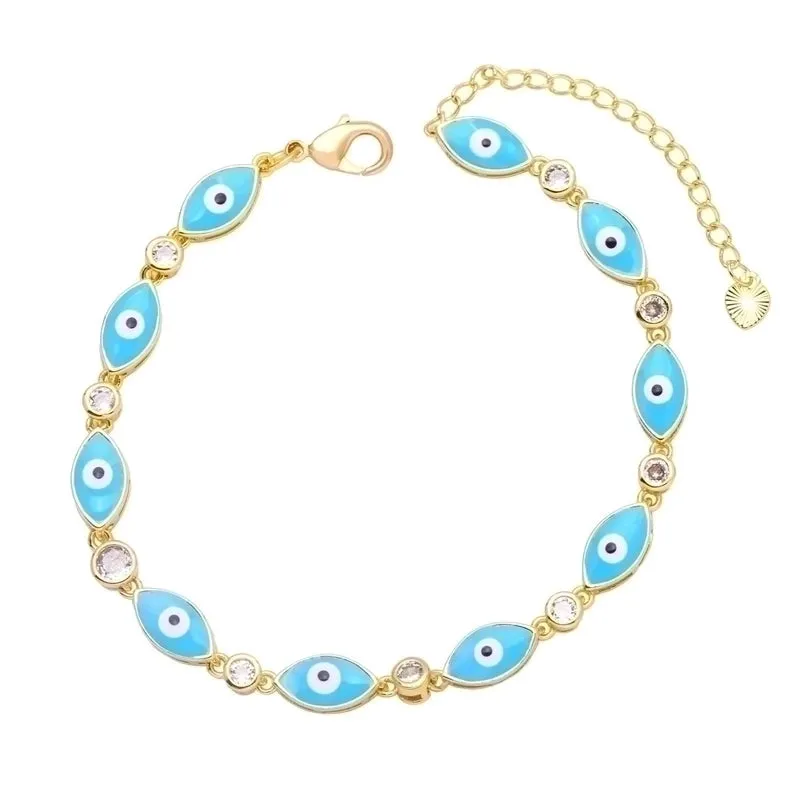 Boho Style Evil Eye Bracelet Color Dripping Eye Copper Bracelet Female Wholesale