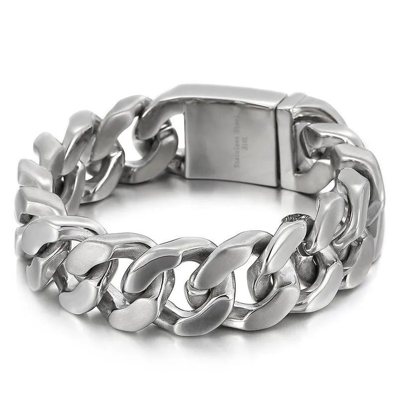 Bold Trendy Men's Titanium Steel Multi-Faceted Polished Bracelet