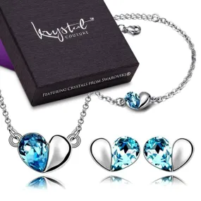 Boxed Heart 2 Heart Bracelet, Necklace and Earrings Set Embellished with SWAROVSKI crystals