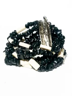 Bracelet Onyx Bone And Silver