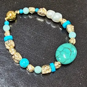 BRACELET TURQUOISE JADE AND HOWLITE