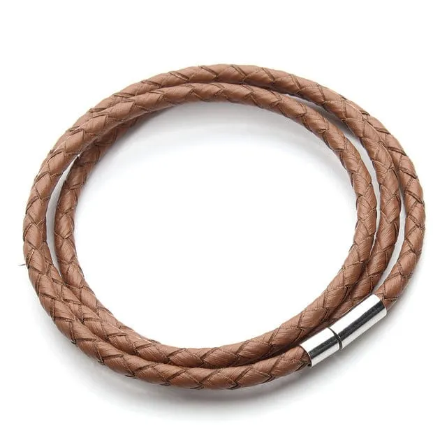 Braided Leather Magnetic Clasp Bracelet