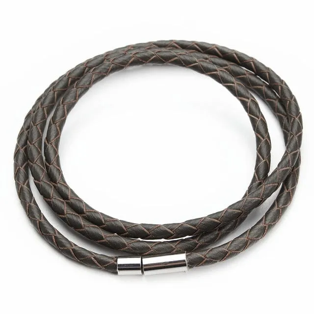 Braided Leather Magnetic Clasp Bracelet