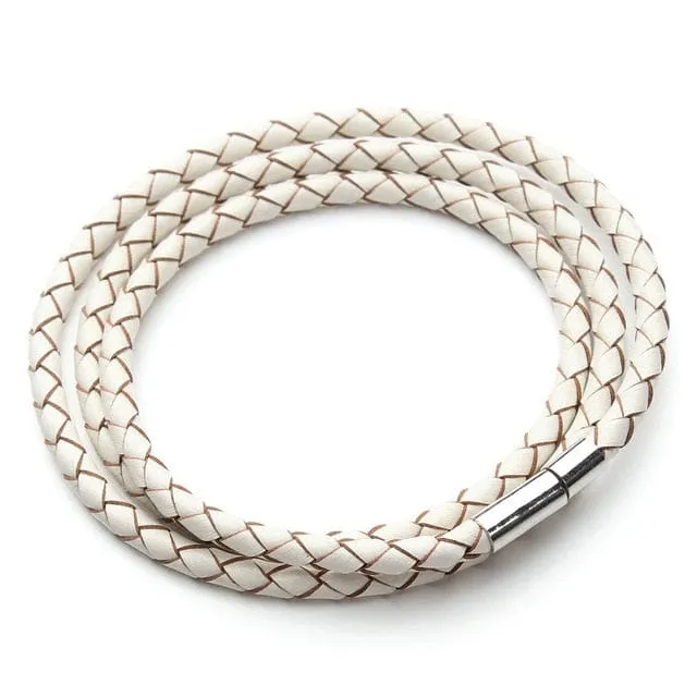 Braided Leather Magnetic Clasp Bracelet