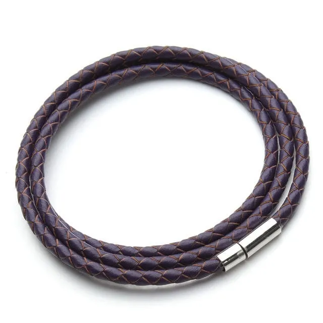 Braided Leather Magnetic Clasp Bracelet