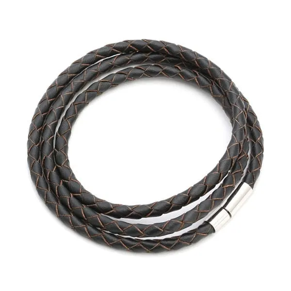 Braided Leather Magnetic Clasp Bracelet