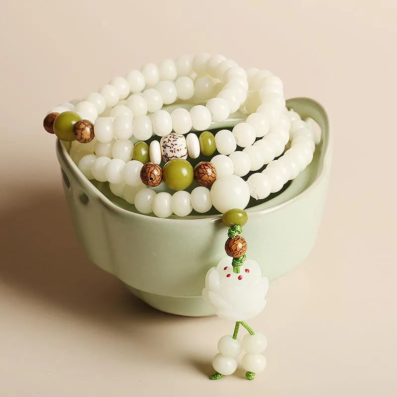 Buddhisttemple White Jade Bodhi Bracelet - Unlock Inner Peace