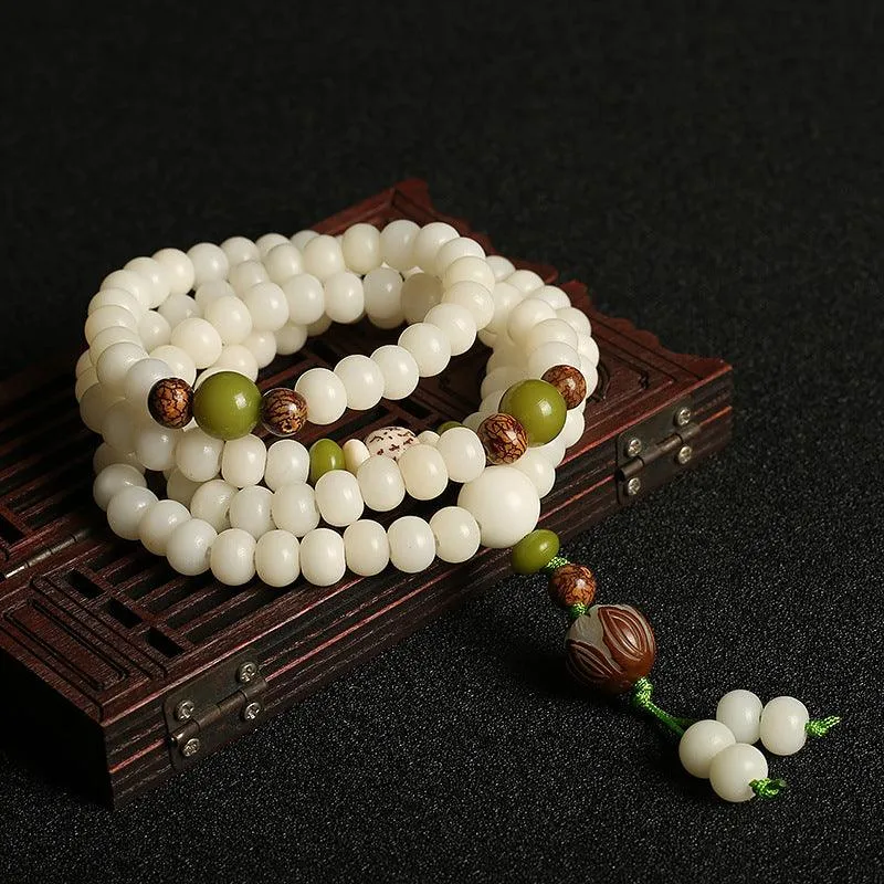 Buddhisttemple White Jade Bodhi Bracelet - Unlock Inner Peace