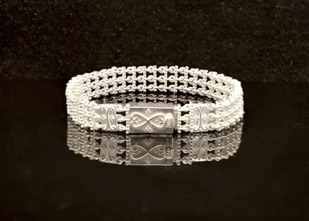 Byzantine Bracelet in Sterling Silver with zircon (B-12)