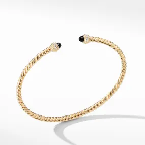 Cable Spira Bracelet in 18K Gold with Black Onyx and Diamonds,