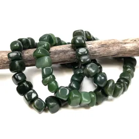 Canadian Jade Large Cubic Nugget Bead Stretchy Cord Bracelet