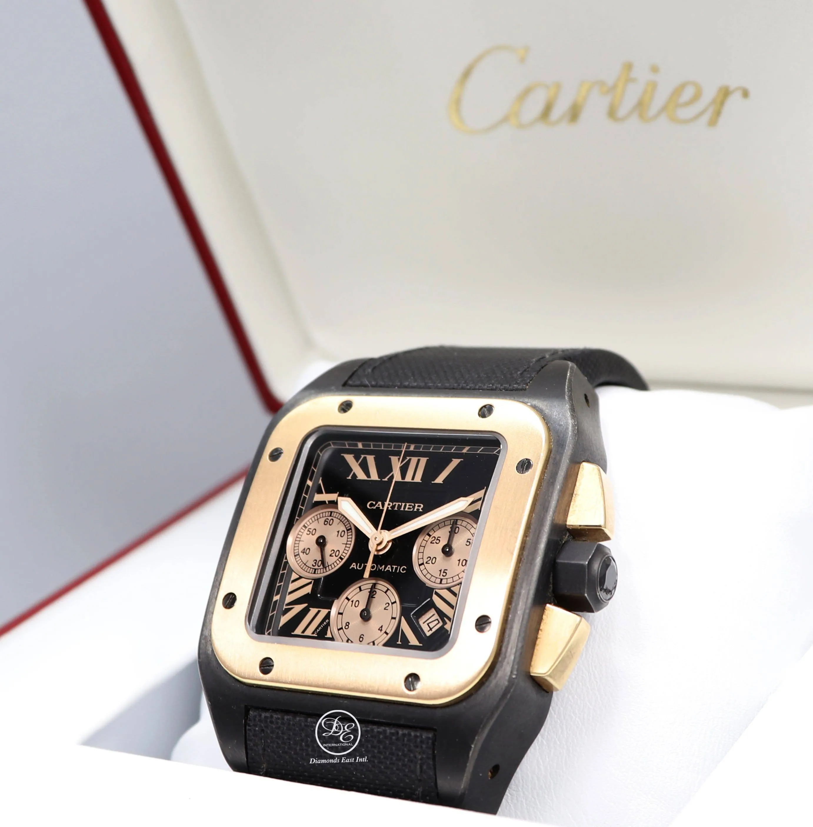 Cartier Santos 100 XL Chronograph W2020004/ 3104  Titanium PVD 18K Rose Gold Automatic