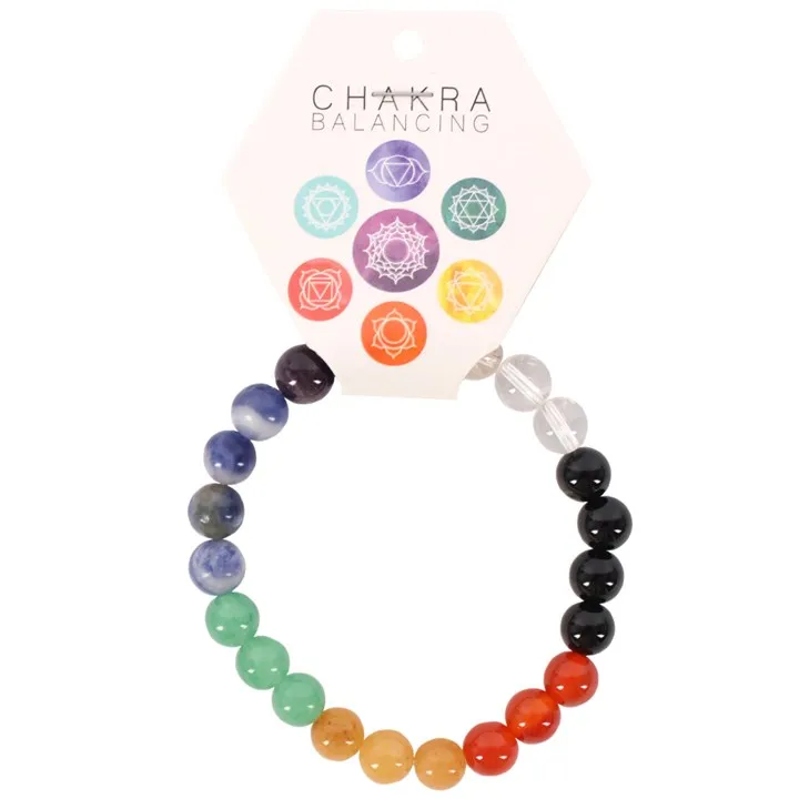 Chakra Ball Bracelet - Healing Crystal Bead Bracelet for Balancing Seven Chakras