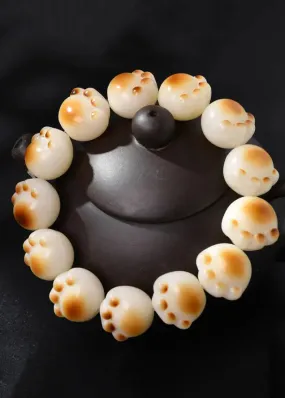 Charcoal Roasted Cat Claw White Jade Bodhi Bracelet ML1299