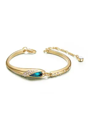 Cheap Micro Pave Zirconia Wing with Sky Blue Austrian Crystal Gold Plated Alloy Bracelet