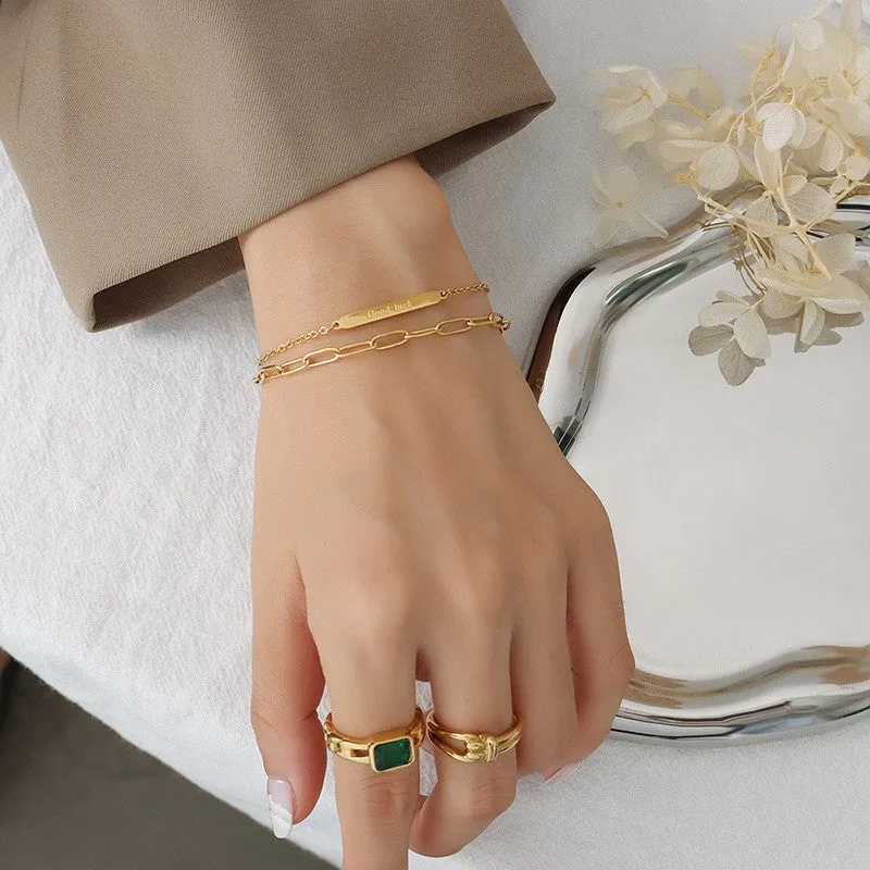 Chic Double-Layer Titanium Steel Bracelet with 18K Gold Plating