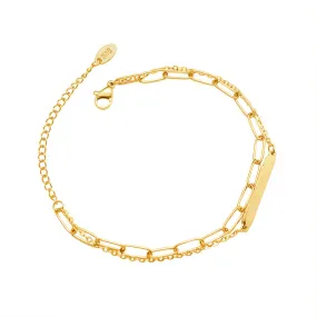 Chic Double-Layer Titanium Steel Bracelet with 18K Gold Plating