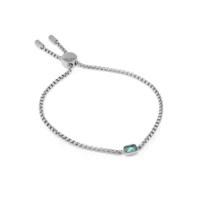 Children's March Aquamarine Birthstone Bracelet - Silver