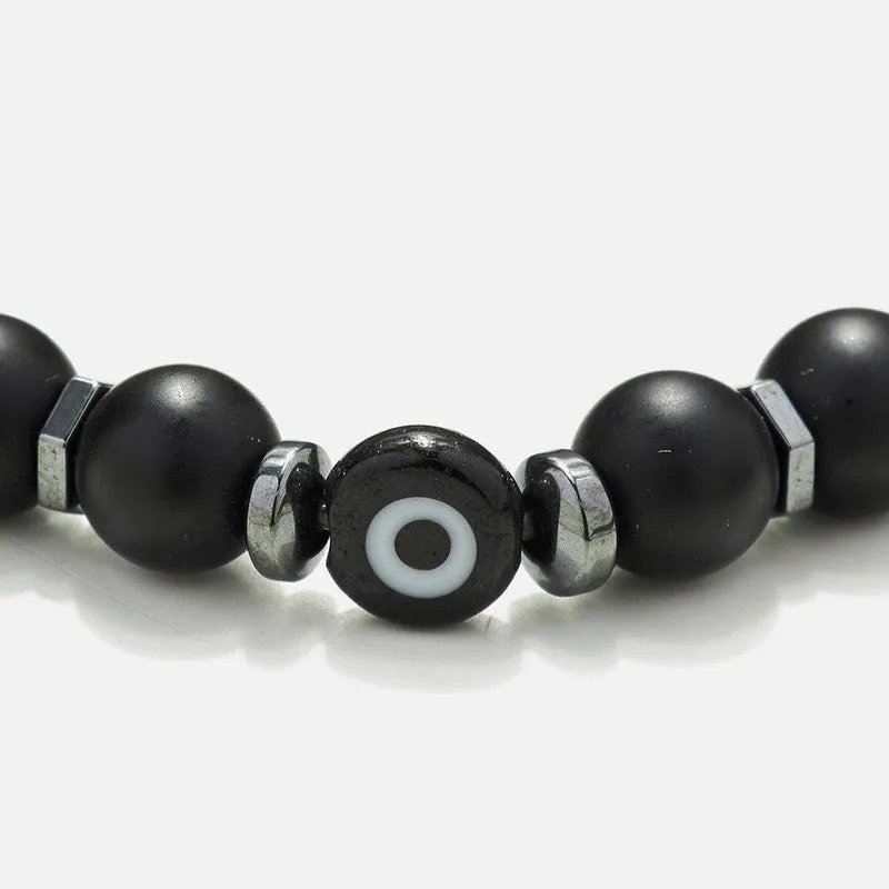 Chrysostomos Handmade Bracelet with Onyx, Hematite & Evil Eye