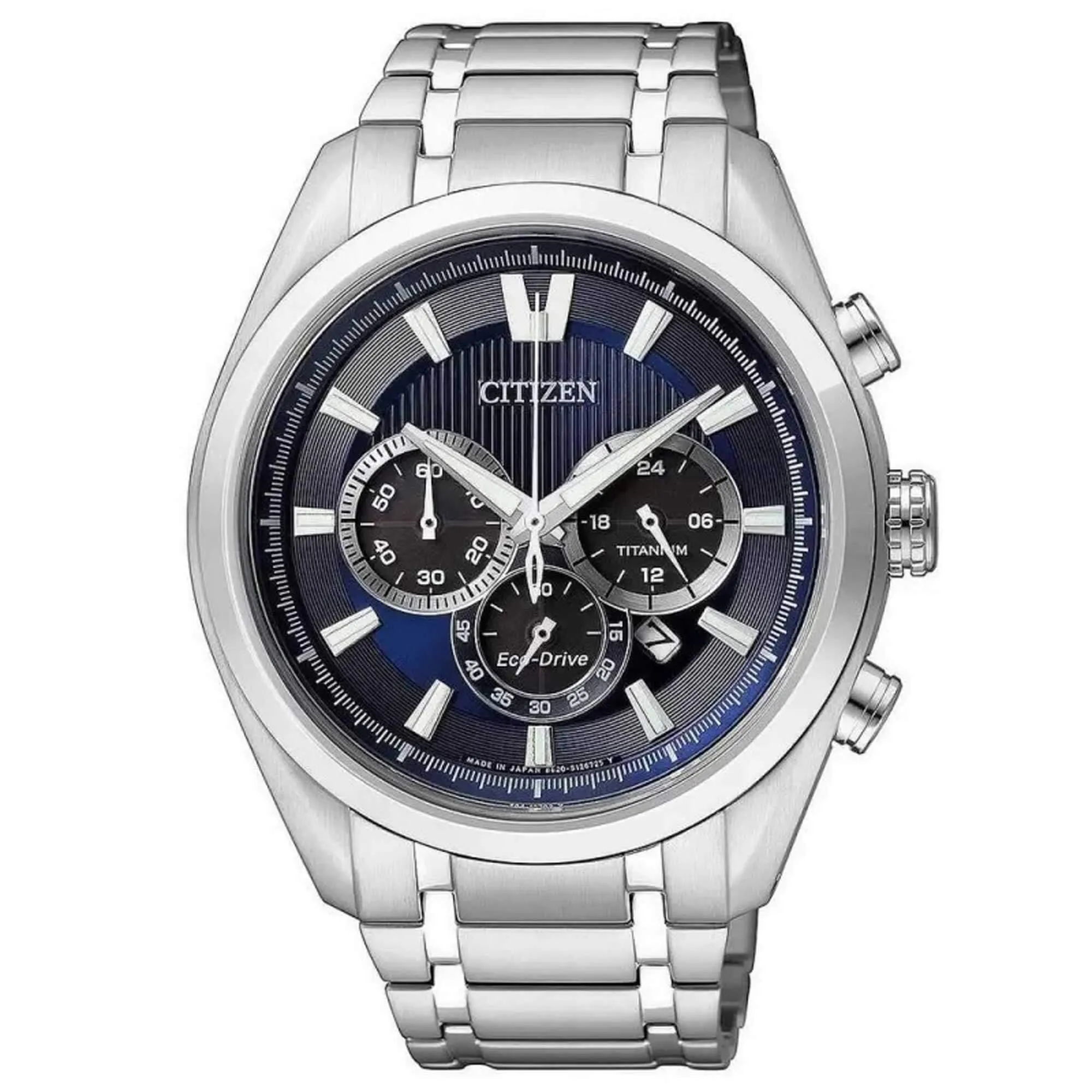 Citizen Men's Eco-Drive Watch - Super Titanium Chrono Blue Dial Bracelet | CA4010-58L