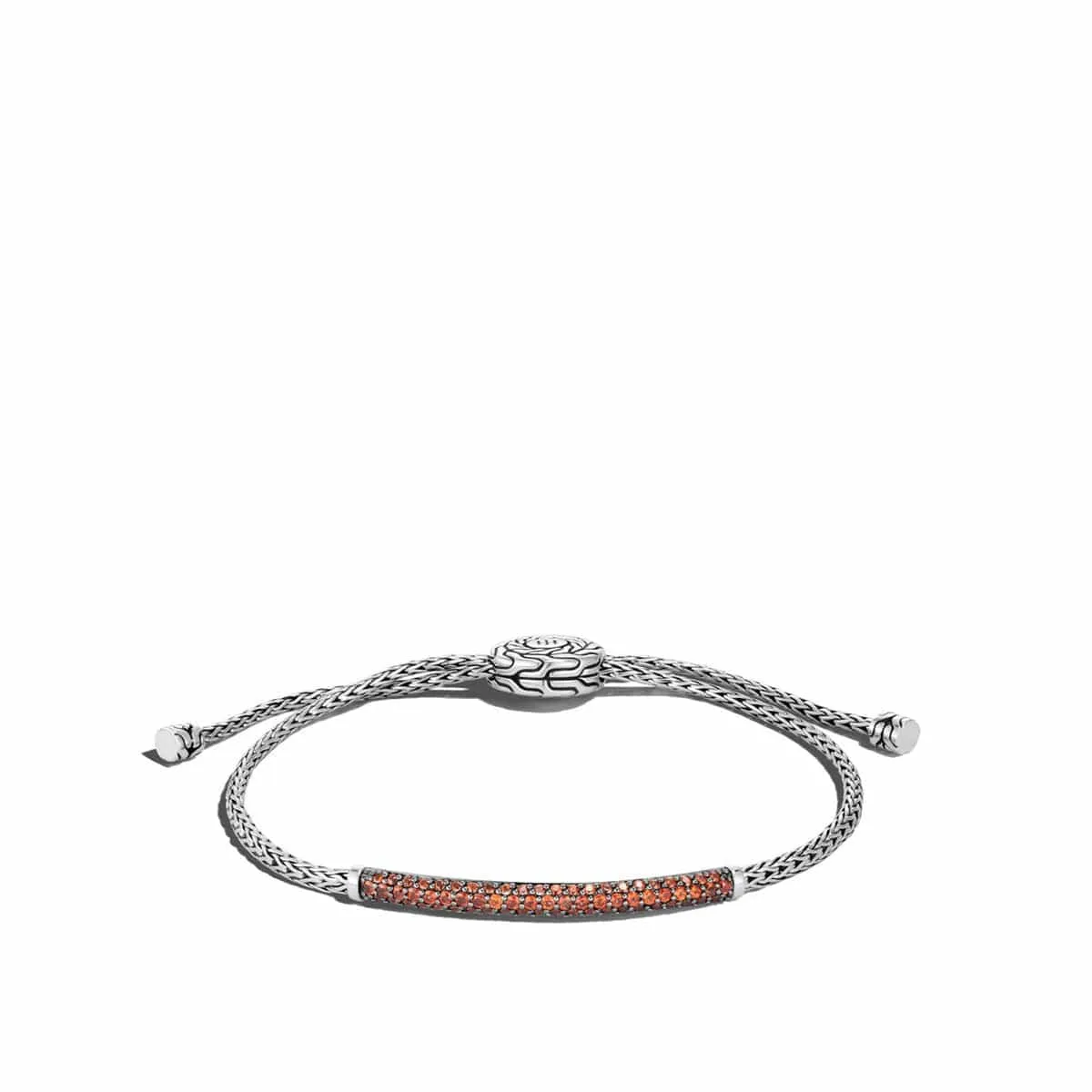 Classic chain Silver Mini-Pull Through Garnet Bracelet - BBS901194GA