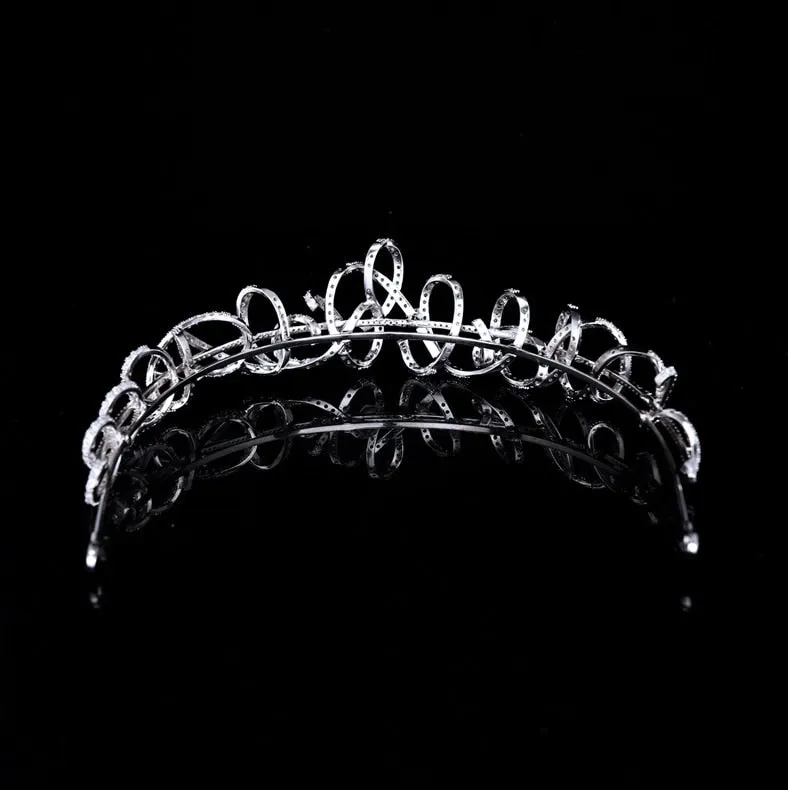 Classic Cubic Zirconia Silver Wedding Tiara for Girls Hair Accessories HT21012