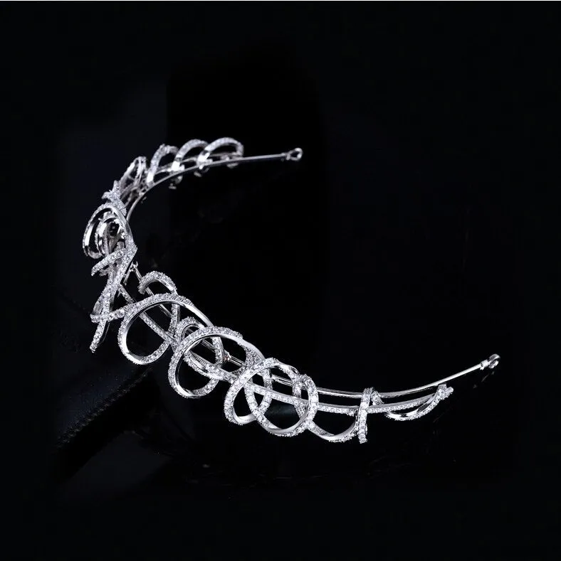 Classic Cubic Zirconia Silver Wedding Tiara for Girls Hair Accessories HT21012