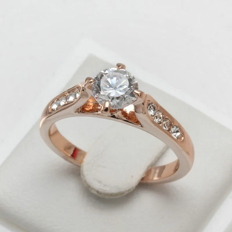 Classic minimalist engagement rose gold plated ring