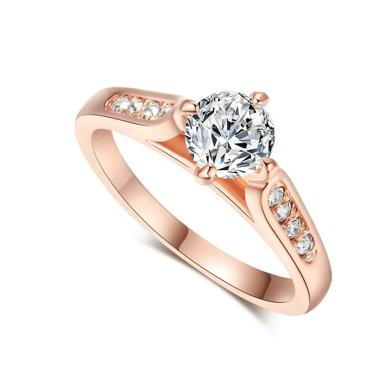 Classic minimalist engagement rose gold plated ring