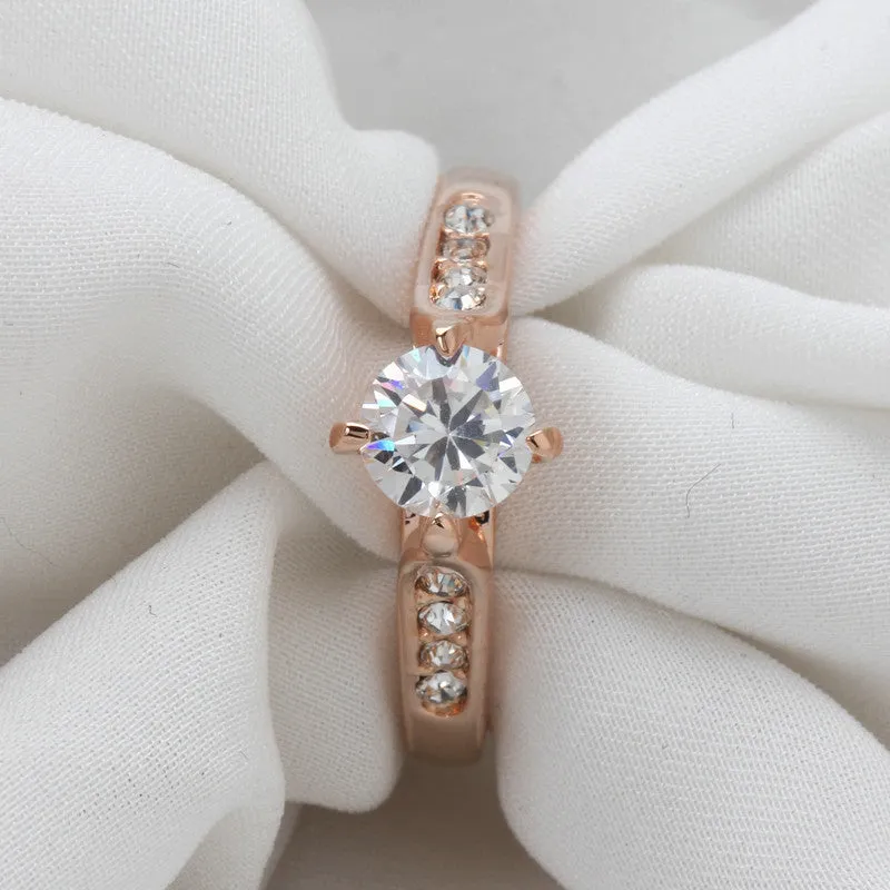 Classic minimalist engagement rose gold plated ring