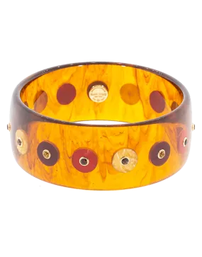 Clear Tortoise and Burgundy Circles Bakelite Bangle