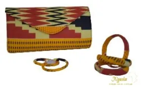 Colorful Geometric Print Clutch Earring and Bracelet Set S-CEB 18